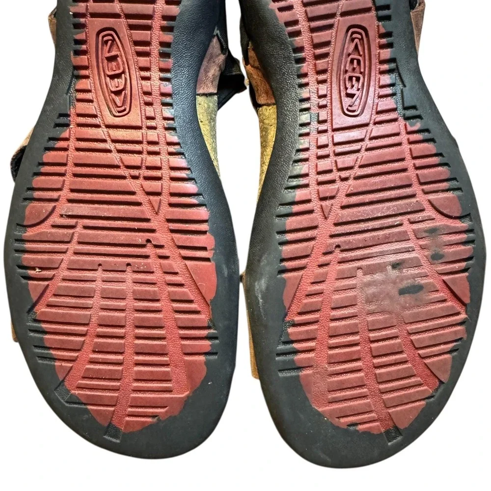 KEEN Sandals Womens Size 7 Brown Leather Slingback‎ Strappy Elastic Cork Footbed